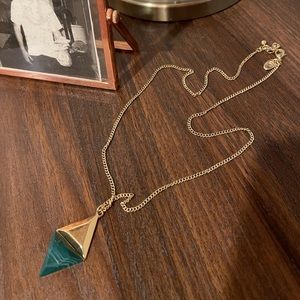 Green and gold triangle necklace